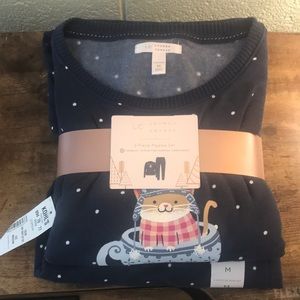 NWT Lauren Conrad 2-Piece Fleece Pajama Set Top and Bottoms